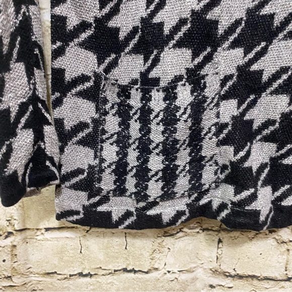 J Jill Gray Black Houndstooth Cotton Knit Dolman Sleeve Sweater - Picture 4 of 7